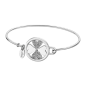 Lotus - Bracelet Millenial jonc acier argenté et oyxdes de zirconium trèfle à quatre feuilles - Ref LS2014-2/1