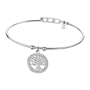 Lotus - Bracelet Millenial jonc acier argenté et oxyde de zirconium arbre de vie  - Ref LS2015-2/3
