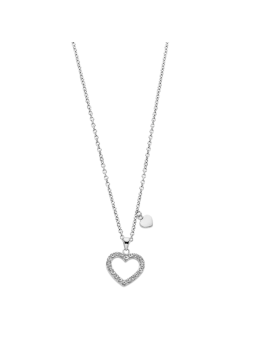Lotus - Collier Woman's Heart acier argenté oxyde de zirconium coeur - Ref LS2026-1/1