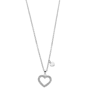 Lotus - Collier Woman's Heart acier argenté oxyde de zirconium coeur - Ref LS2026-1/1