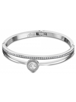Lotus - Bracelet jonc Bliss arbre de vie acier gris - Ref LS2088-2/1