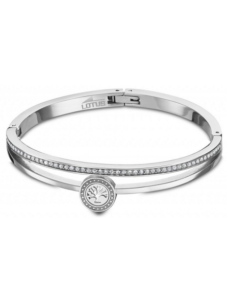 Lotus - Bracelet jonc Bliss arbre de vie acier gris - Ref LS2088-2/1