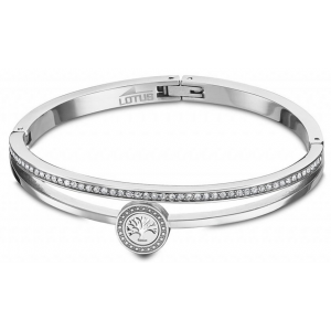 Lotus - Bracelet jonc Bliss arbre de vie acier gris - Ref LS2088-2/1