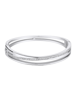 Lotus - Bracelet Bliss jonc acier argenté et oxyde de zirconium - Ref LS2113-2/1