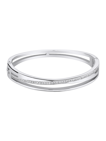 Lotus - Bracelet Bliss jonc acier argenté et oxyde de zirconium - Ref LS2113-2/1