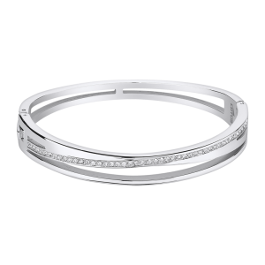 Lotus - Bracelet Bliss jonc acier argenté et oxyde de zirconium - Ref LS2113-2/1