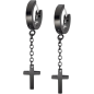 Lotus - Boucles d'oreilles pendantes Style croix acier PVD noir - Ref LS2173-4/2