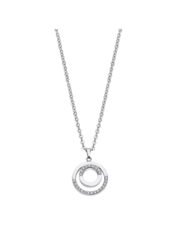 Lotus - Collier Style acier argenté oxyde de zirconium - Ref LS2180-1/1