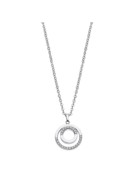 Lotus - Collier Style acier argenté oxyde de zirconium - Ref LS2180-1/1