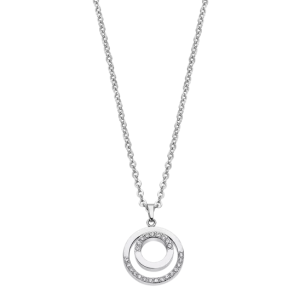 Lotus - Collier Style acier argenté oxyde de zirconium - Ref LS2180-1/1