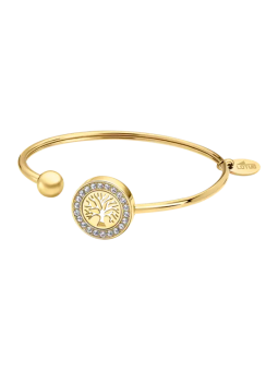 Lotus - Bracelet jonc Style acier doré arbre de vie - Ref LS2181-2/2
