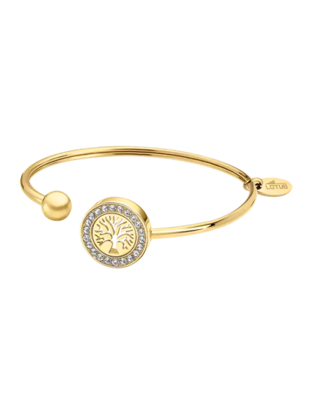 Lotus - Bracelet jonc Style acier doré arbre de vie - Ref LS2181-2/2