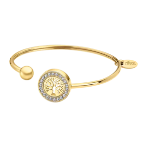 Lotus - Bracelet jonc Style acier doré arbre de vie - Ref LS2181-2/2