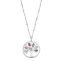 Lotus - Collier Style acier argenté oxyde de zirconium arbre de vie multicolore - Ref LS2192-1/1