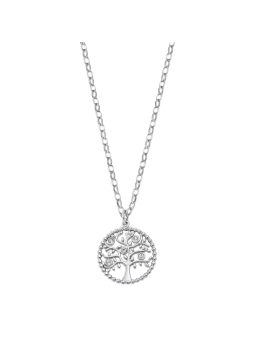 Lotus - Collier Style acier argenté oxyde de zirconium arbre de vie - Ref LS2194-1/1