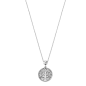 Lotus - Collier Style acier argenté oxyde de zirconium arbre de vie fond - Ref LS2225-1/1