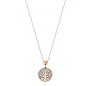 Lotus - Collier Style acier doré rose oxyde de zirconium arbre de vie fond argenté - Ref LS2225-1/2
