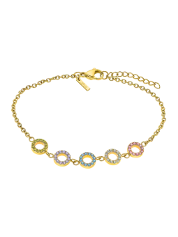 Lotus - Bracelet Style acier doré oxyde de zirconium rond multicolore - Ref LS2318-2/1