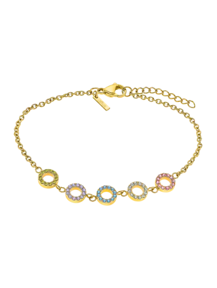 Lotus - Bracelet Style acier doré oxyde de zirconium rond multicolore - Ref LS2318-2/1