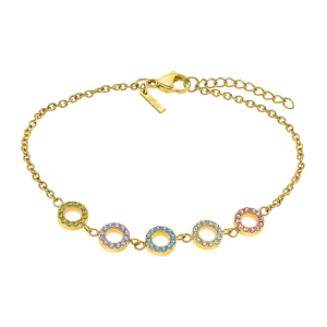 Lotus - Bracelet Style acier doré oxyde de zirconium rond multicolore - Ref LS2318-2/1