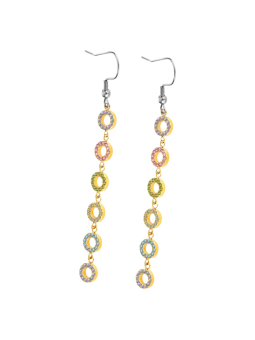 Lotus - Boucles d'oreilles Style acier doré rond multicolore - Ref LS2318-4/1