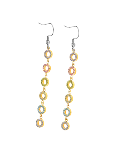 Lotus - Boucles d'oreilles Style acier doré rond multicolore - Ref LS2318-4/1