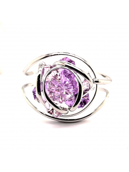 Marazzini - Bracelet métal rhodié fleurs violet - Ref RHMFF16BR1