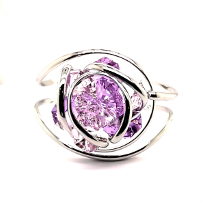 Marazzini - Bracelet métal rhodié fleurs violet - Ref RHMFF16BR1