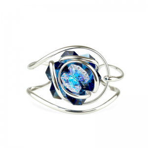 Marazzini - Bracelet métal fleur bleu foncé - Ref RHMFF48BR1