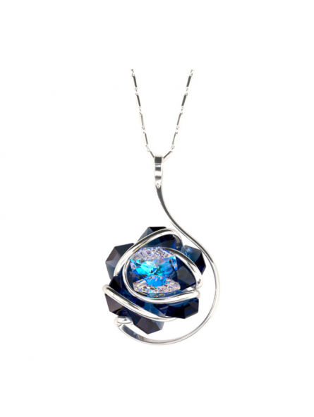 Marazzini - Collier Flower en Laiton et Cristal bleu - Ref RHMFF48CDI