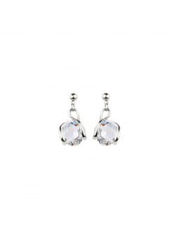 Marazzini - Boucles d'oreilles Simple Mini en métal argenté et cristaux précieux - Ref RHMINCROE1