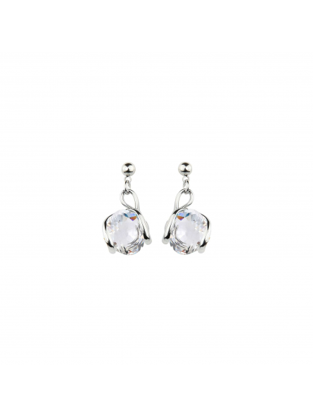 Marazzini - Boucles d'oreilles Simple Mini en métal argenté et cristaux précieux - Ref RHMINCROE1