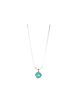 Marazzini - Collier Simple Mini en métal argenté et cristal bleu - Ref RHMINLDCDI