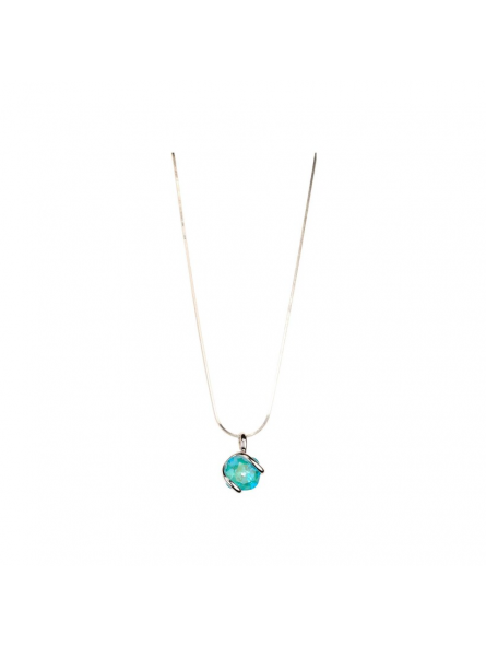 Marazzini - Collier Simple Mini en métal argenté et cristal bleu - Ref RHMINLDCDI