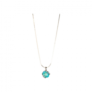 Marazzini - Collier Simple Mini en métal argenté et cristal bleu - Ref RHMINLDCDI