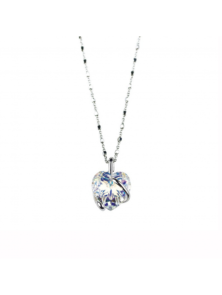 Marazzini - Collier métal gris coeur - Ref RHSCOABCDI
