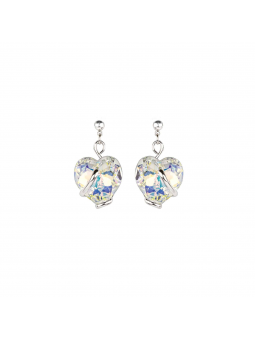 Marazzini - Boucles d'oreilles métal rhodié gris coeur - Ref RHSCOABOE1