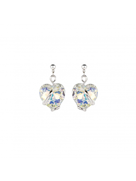 Marazzini - Boucles d'oreilles métal rhodié gris coeur - Ref RHSCOABOE1