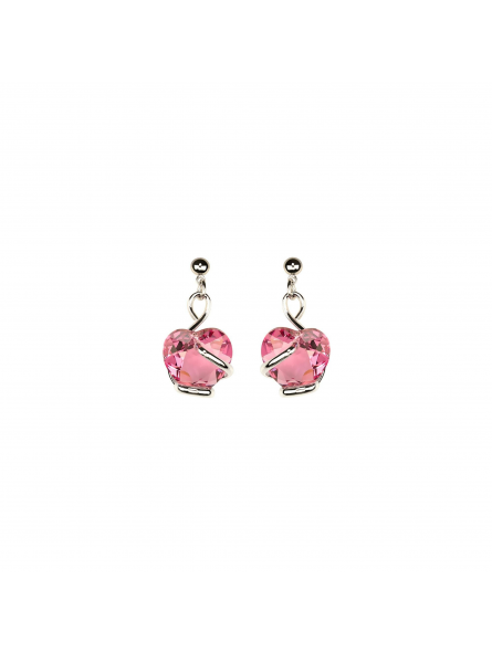 Marazzini - Boucles d'oreilles métal rhodié Cosmic rose fushia - Ref RHSCOFUOE1