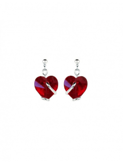 Marazzini - Boucles d'oreilles métal rhodié coeur rouge clair - Ref RHSCOLSOE1