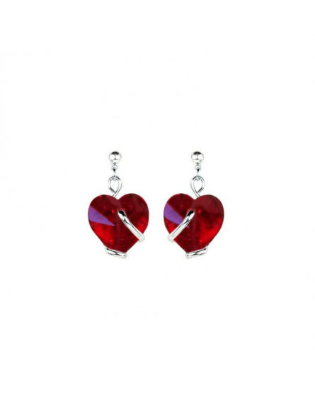Marazzini - Boucles d'oreilles métal rhodié coeur rouge clair - Ref RHSCOLSOE1