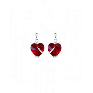 Marazzini - Boucles d'oreilles métal rhodié coeur rouge clair - Ref RHSCOLSOE1