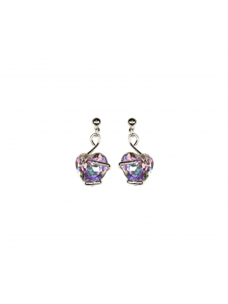 Marazzini - Boucles d'oreilles métal rhodié  coeur vitrail clair - Ref RHSCOVLOE1