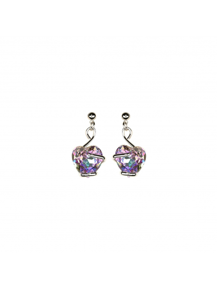 Marazzini - Boucles d'oreilles métal rhodié  coeur vitrail clair - Ref RHSCOVLOE1