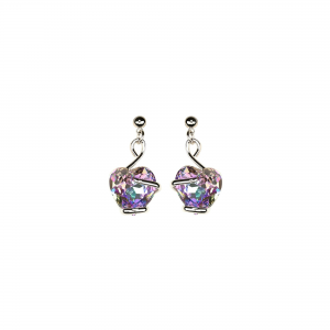 Marazzini - Boucles d'oreilles métal rhodié  coeur vitrail clair - Ref RHSCOVLOE1
