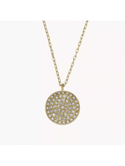 Fossil - Collier sadie acier doré disque et oxydes - Ref JF04544710
