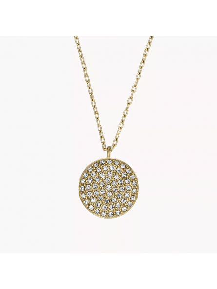Fossil - Collier sadie acier doré disque et oxydes - Ref JF04544710