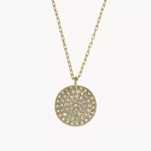 Fossil - Collier sadie acier doré disque et oxydes - Ref JF04544710