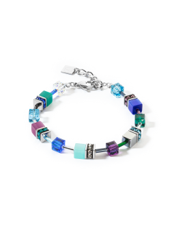 Coeur de Lion - Bracelet GéoCube acier et cristaux multicolores - Réf 2838/30-0608