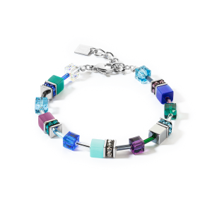 Coeur de Lion - Bracelet GéoCube acier et cristaux multicolores - Réf 2838/30-0608